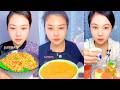 Seasoned Noodle Bowl with Yellow Crumbs and Creamy Dessert Drink
