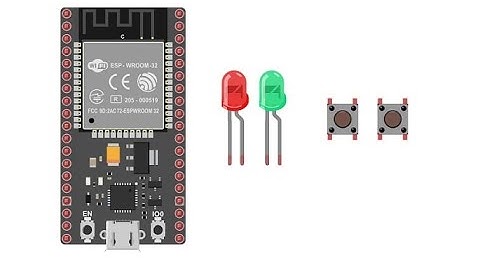 Light up two LEDs connected to ESP32 using the push buttons