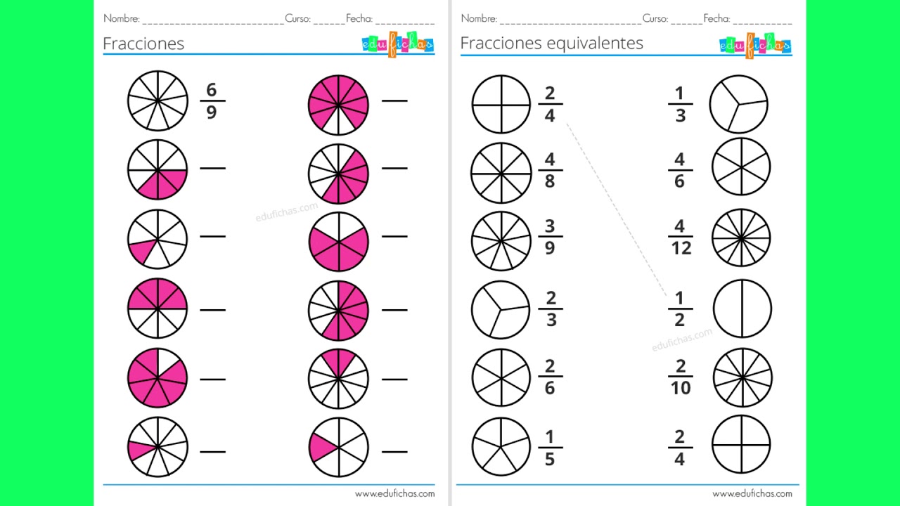 Fracciones para Niños | Ejercicios con Equivalentes, Operaciones y más