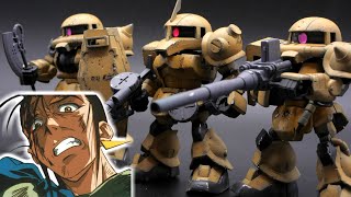 【SDCSガンプラ】アニメで危険な田舎に立ち入ったザクの小隊を改造全塗装で再現！！機動戦士ガンダム第08MS小隊【フルプラ】