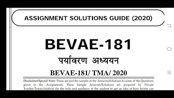 BEVAE 181 Ignou Solved Assignment 2020-21