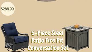 5-Piece Steel Patio Fire Pit Conversation Set