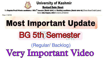 BG 5th Sem | Most Important Update | (Regular/ Backlog) | Very Important Video