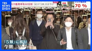 新型コロナ「5類」引き下げで“マスク”どうなる　AI分析で比べる3年前といま　街は？企業は？　分かれる判断【news23】｜TBS NEWS DIG