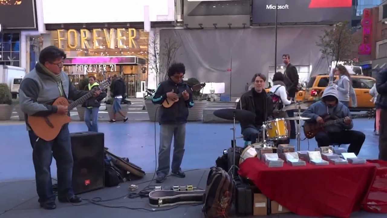 New York City Street Musicians playing Bolivian Peruvian Pan Flute