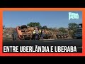 Caminhão carregado de soja tomba às margens da BR-050 em Uberlândia