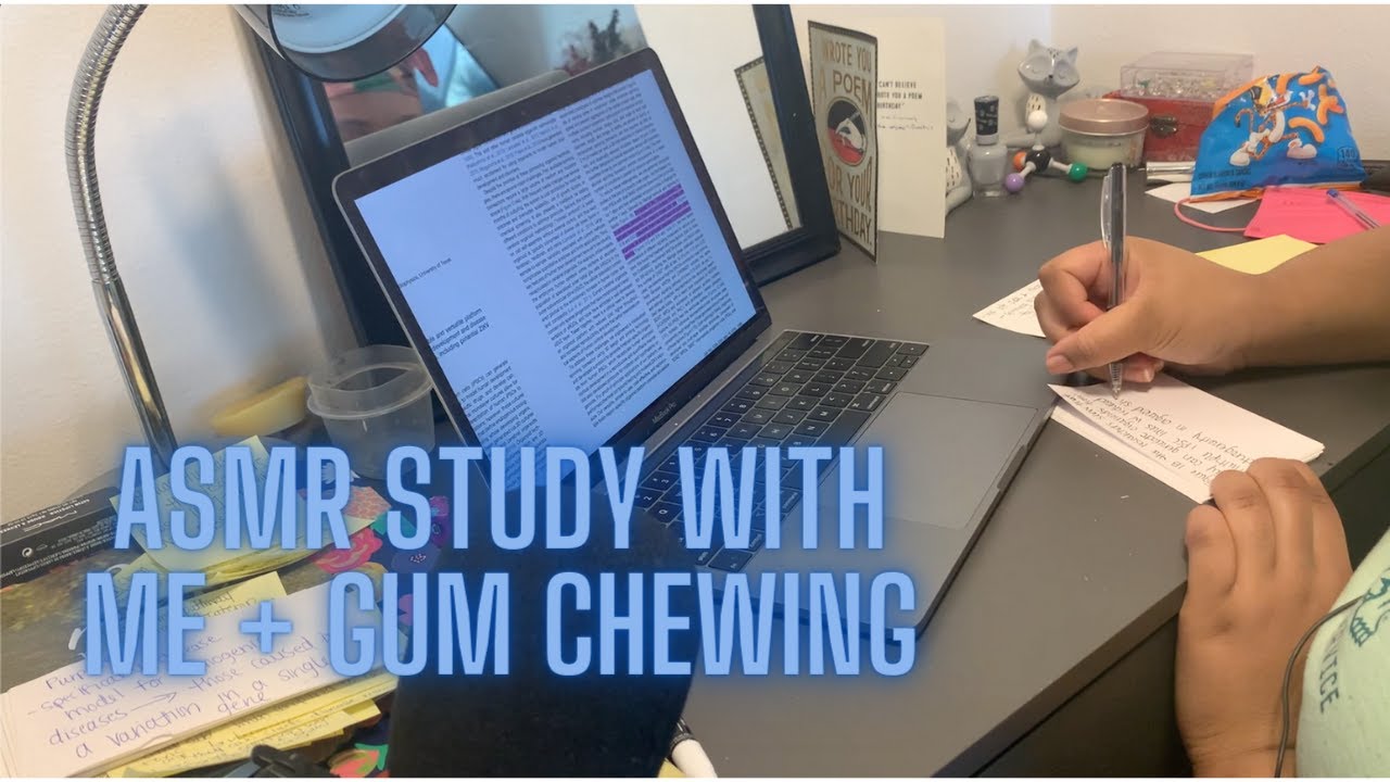 ASMR | Study With Me + Gum Chewing #4 (Whispering, typing, & Chewing sounds)