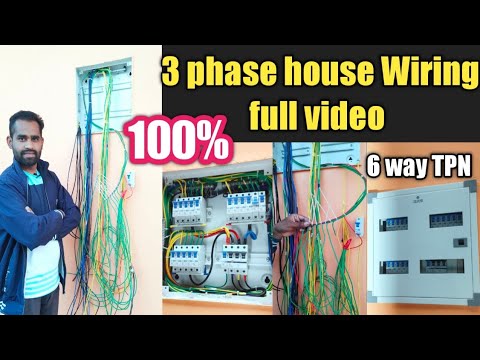 3 phase house wiring Mcb Connection || 6 way TPN distribution || 3 phase MCB Wiring full video Hindi