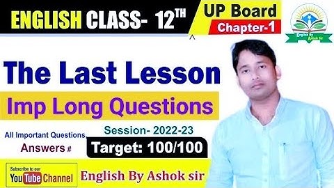 "The Last Lesson" Long Answer Type Questions,Class-12th,UP Board,Chapter-1, Flamingo (Prose)