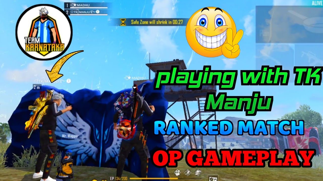 FREE FIRE KANNADA || PLAYING WITH TK MANJU BRO || RANKED RUSH GAMEPLAY || @tkofficial5365