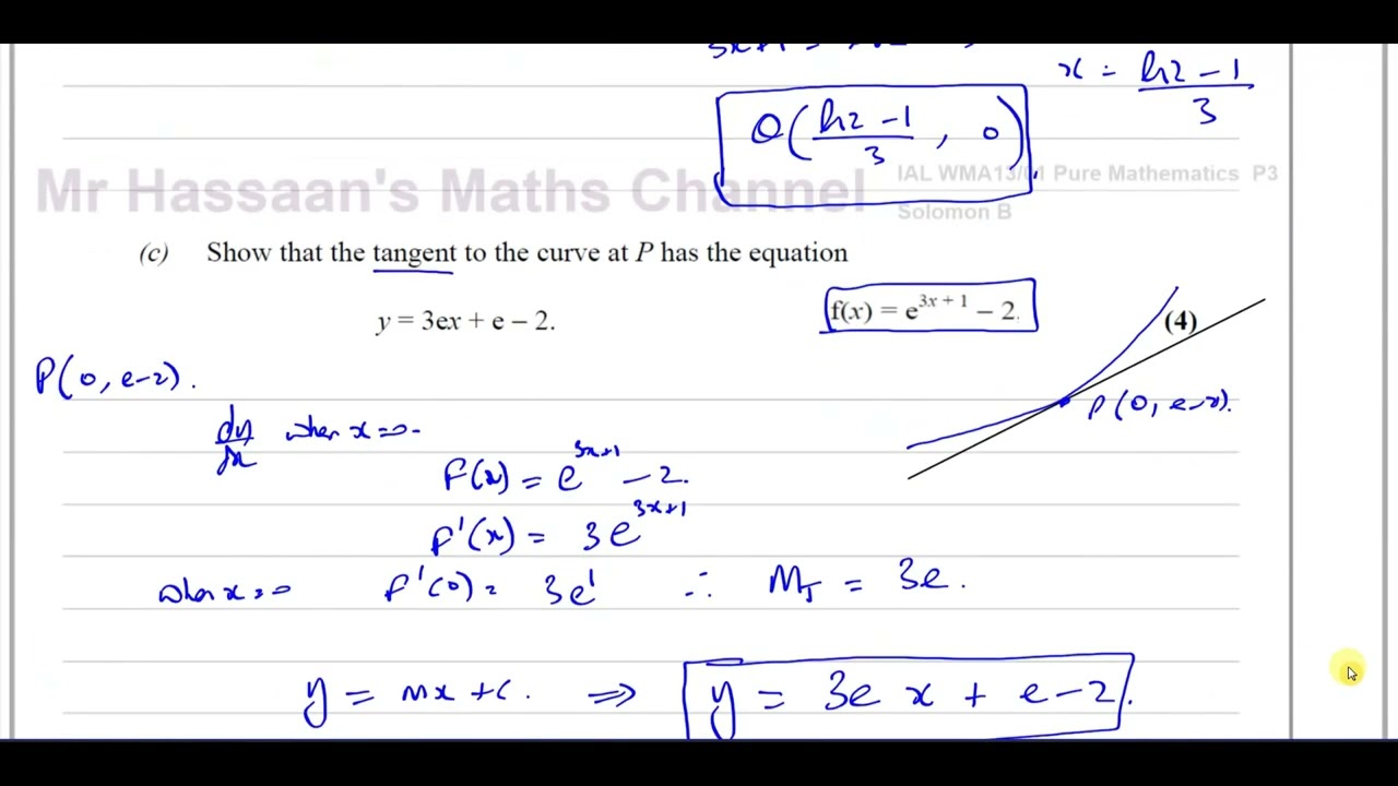 [11], A2, (IAL), Pure Mathematics, (P3), Solomon Paper B, Q6, Differentiation, Eq of Tangents