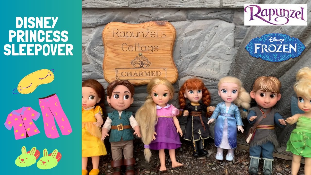 Disney Princess Pajama Party Anna & Elsa Dolls go to Rapunzel's Tower