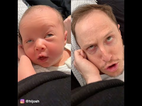 Dad copies his baby's milk drunk faces