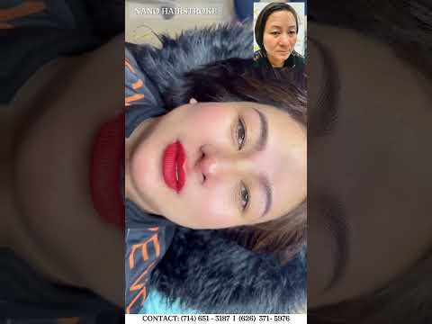 Chị gái xinh đẹp đã trải nghiệm kỹ thuật Nano Hairstrokes trên nền xoá laser và phun môi Collagen.