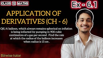 A balloon which always remains spherical on inflation is being inflected by pumping in 900 cubic