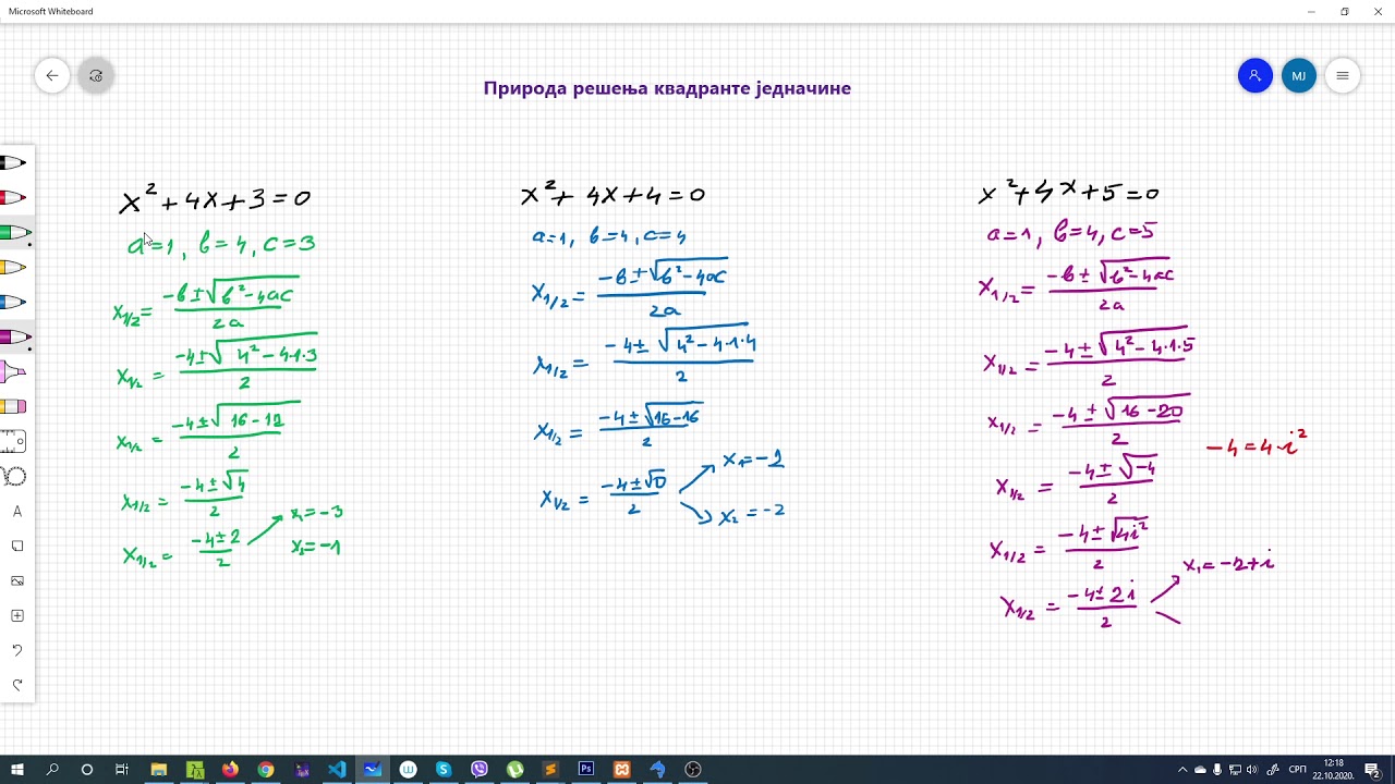 Priroda rešenja kvadratne jednačine. Pojam diskriminante.