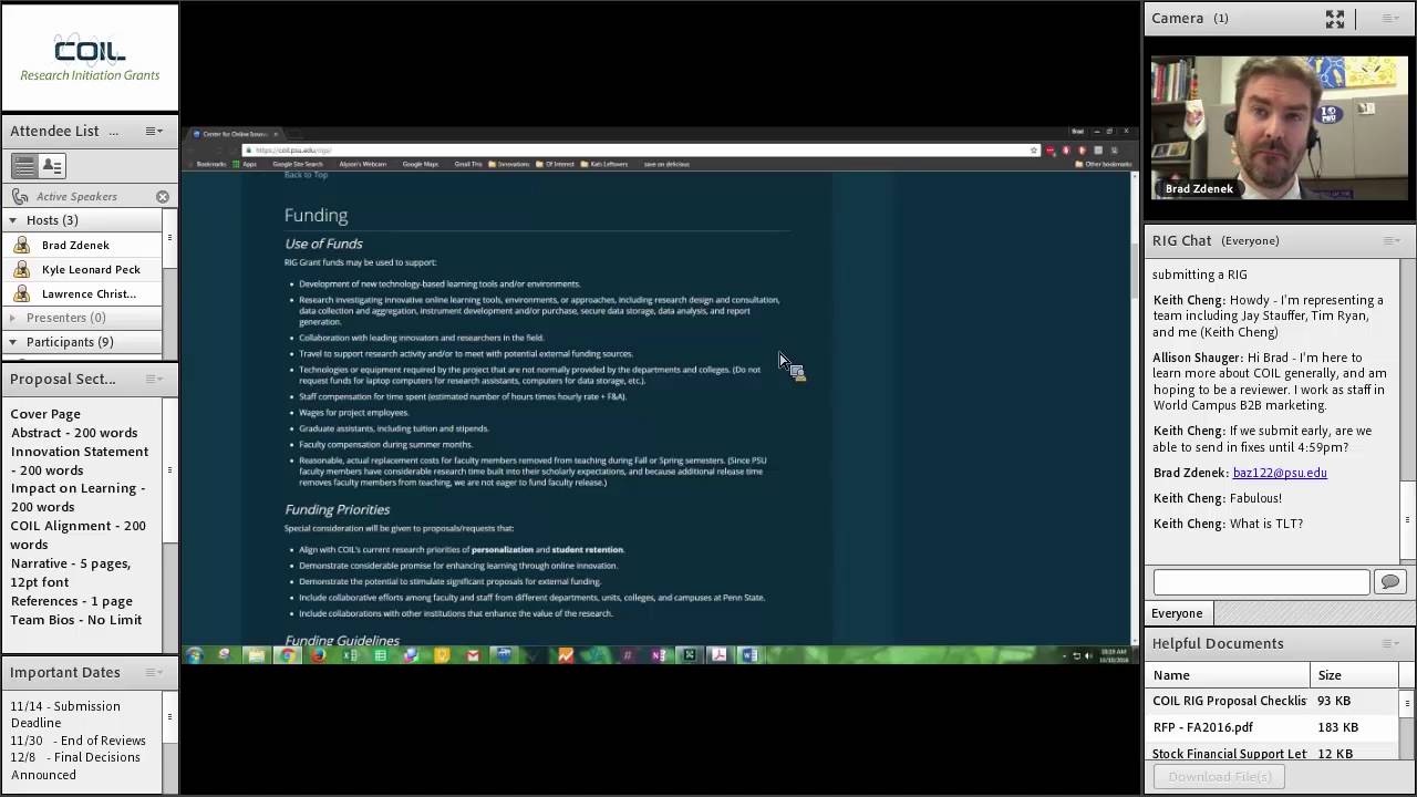 Research Initiation Grant Informational Webinar - Fall 2016