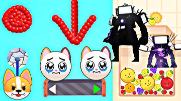 DRAW TO SMASH VS FRUITPARTY: Logic Puzzle Levels up | Satisfying ASMR Game