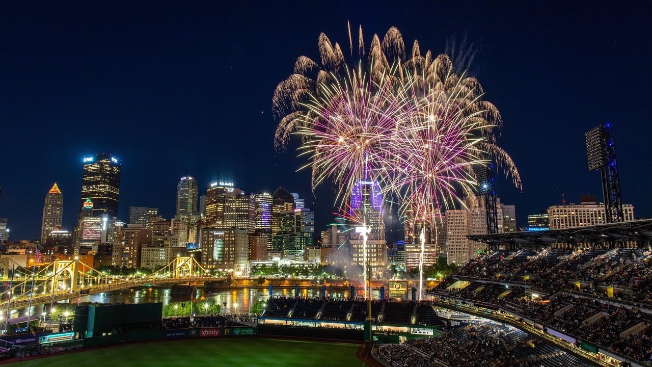 Fireworks In Pittsburgh PA At PNC Park Pirates MLB Game 04 08 2023 fireworks-in-pittsburgh-pa-at-pnc-park-pirates-mlb-game-04-08-2023