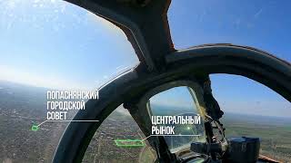 Russian Su-25 fly over conquered Popasna and strikes at targets on its south