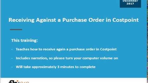 Receiving Against a Purchase Order in Costpoint