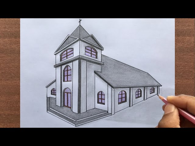 Draw a Church | Easy drawings, Easy drawing steps, Step by step drawing