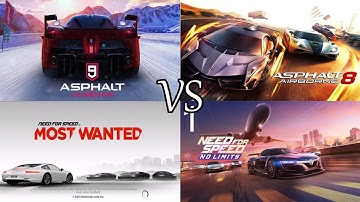Asphalt 8 vs Asphalt 9 vs NFS Most Wanted vs NFS No Limits
