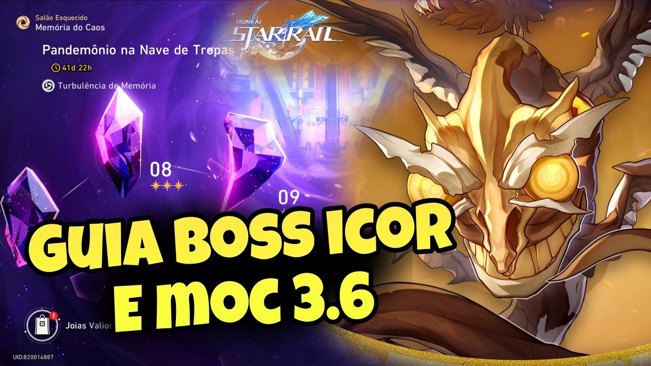 Guia Boss Espírito de Icor & Guia Moc 3.6 Erro de Categoria (Memória do Caos) - Honkai Star Rail