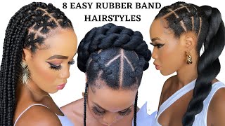 8 QUICK & EASY RUBBER BAND HAIRSTYLES ON  NATURAL HAIR / TUTORIALS / Protective Style / Tupo1