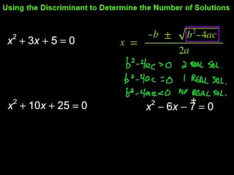 Using Discriminants to Determine the Number of Real Solutions to Quadratic Equations