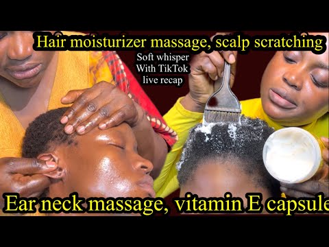 ASMR ✨soft whisper Hair moisturizer massage,vitamin E capsule, dandruff picking