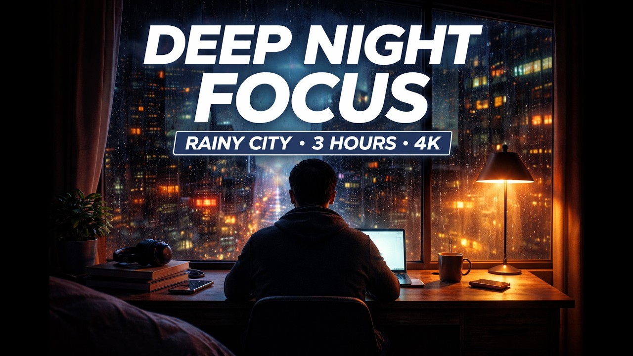 Late Night Work Mode 🌧 Rainy City 4K Deep Focus (3 Hours)