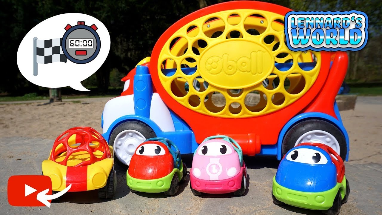 Transporting OBall Go Grippers Vehicles by Carrier Truck on Playground | Fun Toy Video for Kids