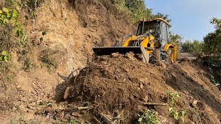 Backhoe Struggle for a Hilly Road TurnJcb Video