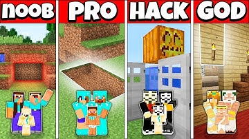 SECRET TRAP BASE HOUSE BUILD CHALLENGE - NOOB vs PRO vs HACKER vs GOD Minecraft Animation