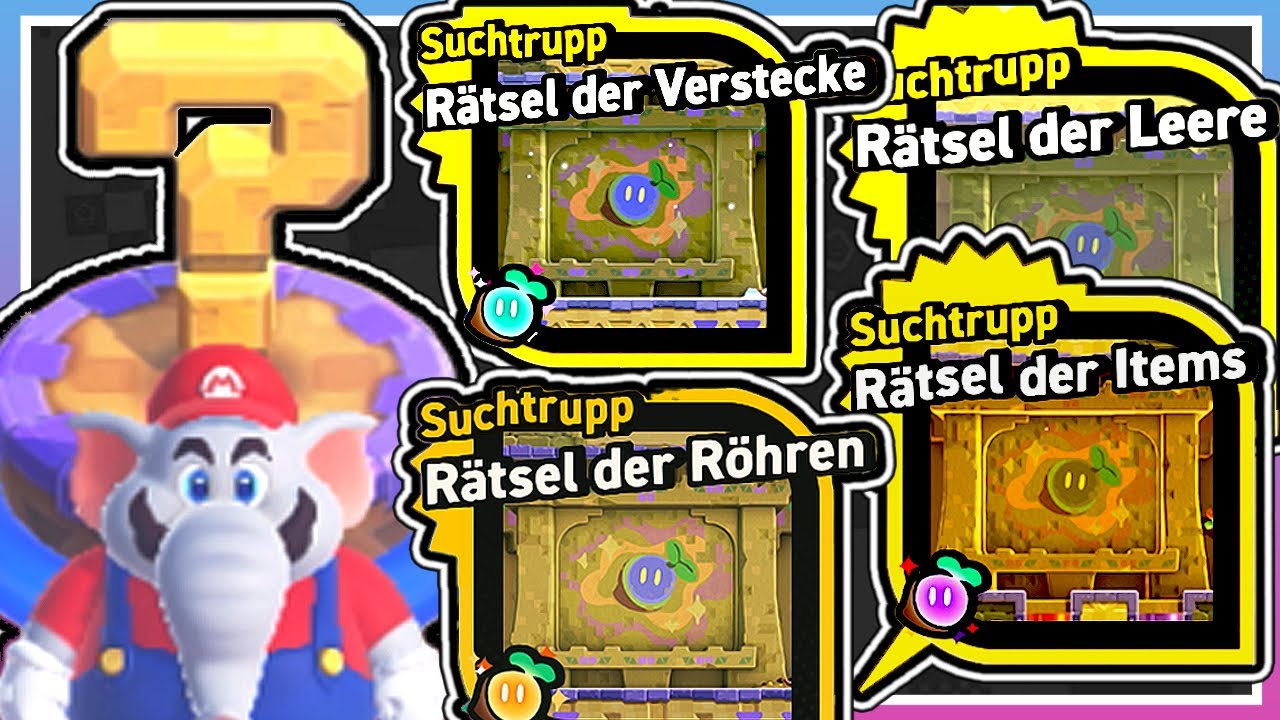 RÄTSEL DER Verstecke, Leere, Röhren, Items (4 Suchtrupp Rätsel) Super Mario  Bros. Wonder Tipps 