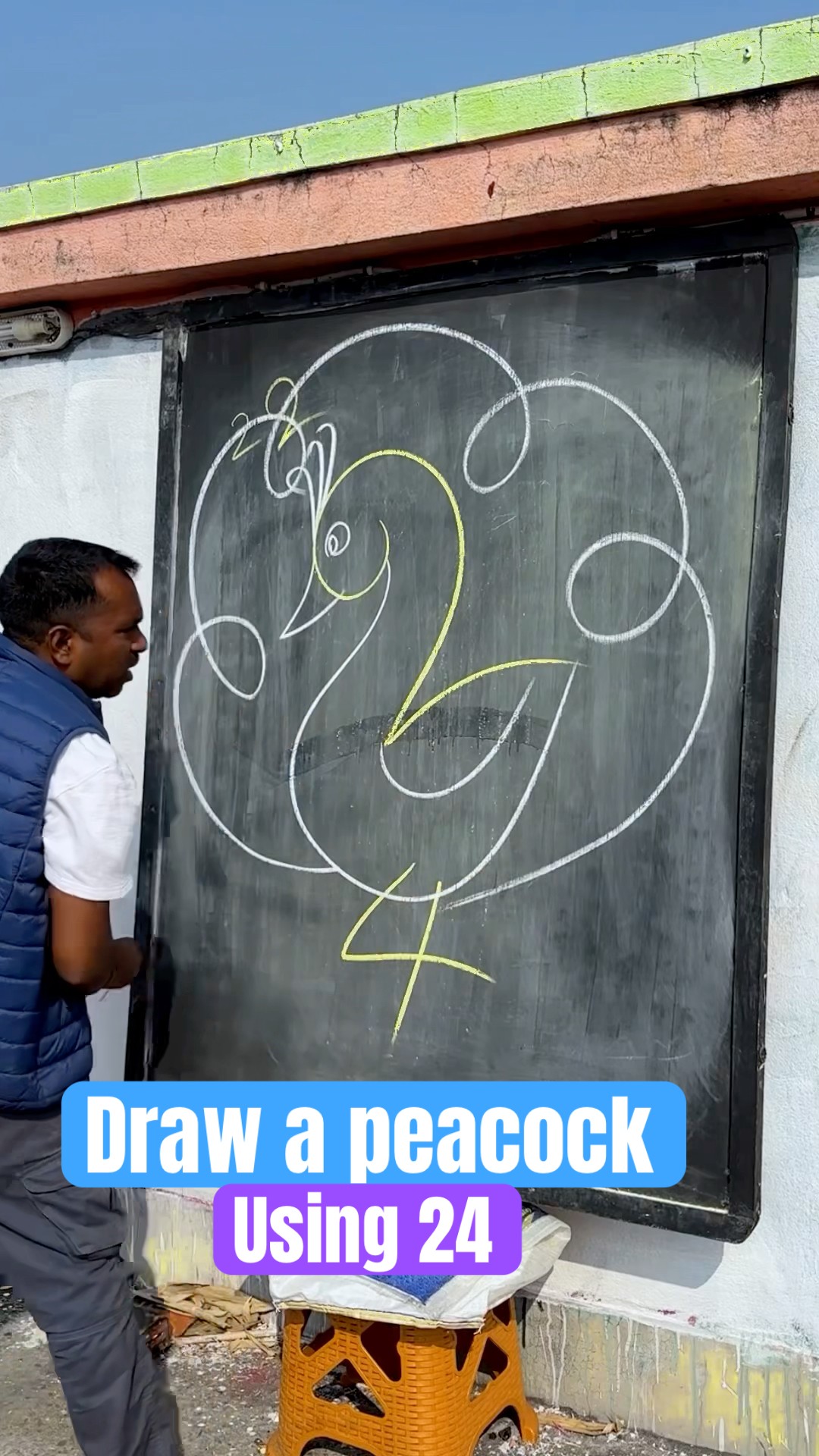 Draw a peacock using number 24 #art #shorts