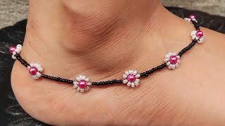 (Diy) Anklet| How To Make Ankle At Home| Beaded Anklet| New Anklet Design| Payal Kaise Banae