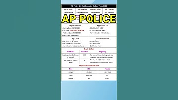 AP Police notification 2022 latest news || Sub Inspector || #latest #viral #shorts