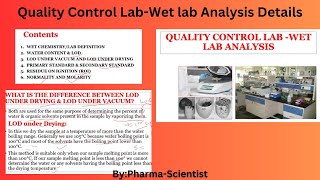 Quality Control Lab I Wet lab analysis & Chemistry Details I #pharmaceuticalanalysis #pharmacy
