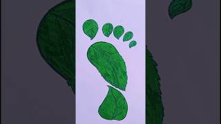 Leaves Footprint  🌿👣 #art   #drawing #shorts  #shortsfeed  #leavesart