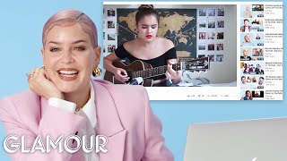 AnneMarie Watches Fan Covers on Youtube (2002, FRIENDS) | Glamour