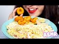 ASMR Creamy &amp; Cheesy Fried Food PASTA *Soft Sticky Eating Sounds | D-ASMR