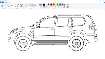 How to draw Toyota Landcruiser Prado on computer using Ms Paint | Toyota Car Drawing.