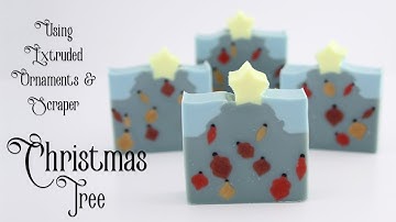 Cold Process Soap Abstract Christmas Tree w/ Soap Dough Ornaments