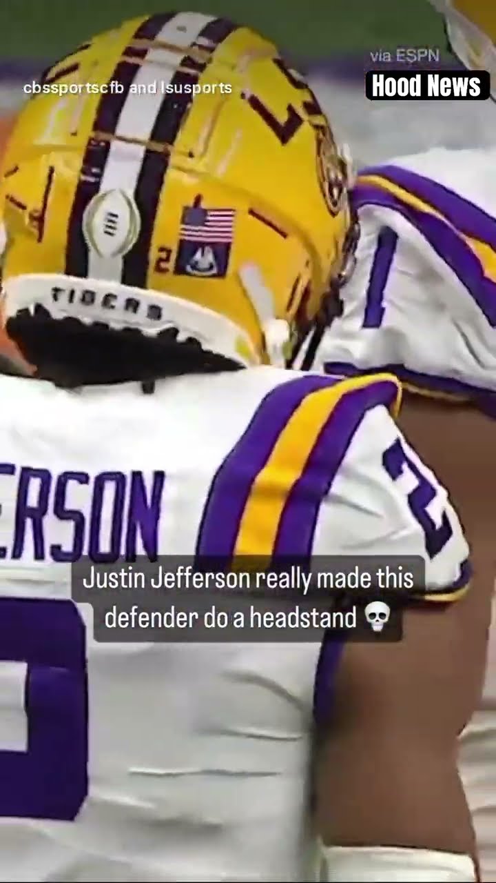He made the defender do a headstand #hoodnews #justinjefferson #lsu #football #omg #how #wow #wtf