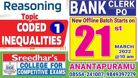 CODED INEQUALITY -1| Reasoning |Sreedhar