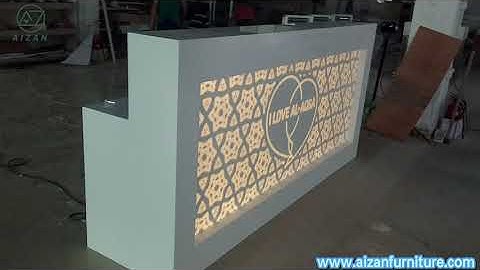 Solid Surface CNC carved pattern & LED lighting inside decoration Reception Counter