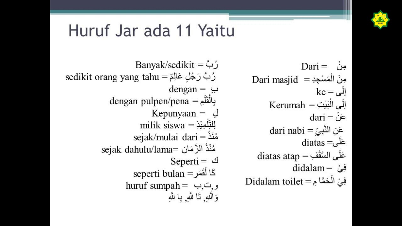 Kelas bahasa arab huruf jar