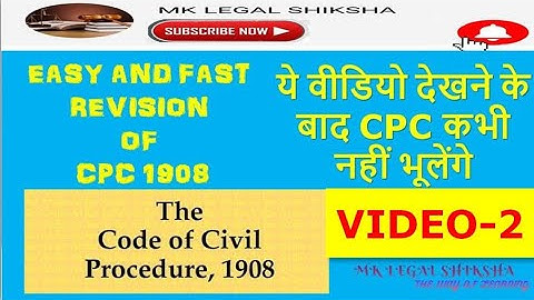 QUICK QUICK REVISION Civil Procedure Code 1908 From Order 1 to Order 20  Video 2